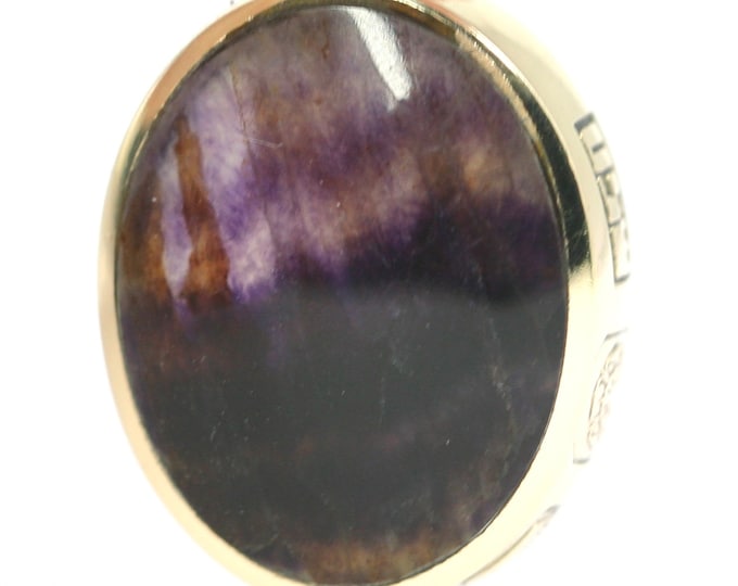 David Scott Walker - 9ct gold Blue John / Purple Goldstone pendant - Sheffield 1990