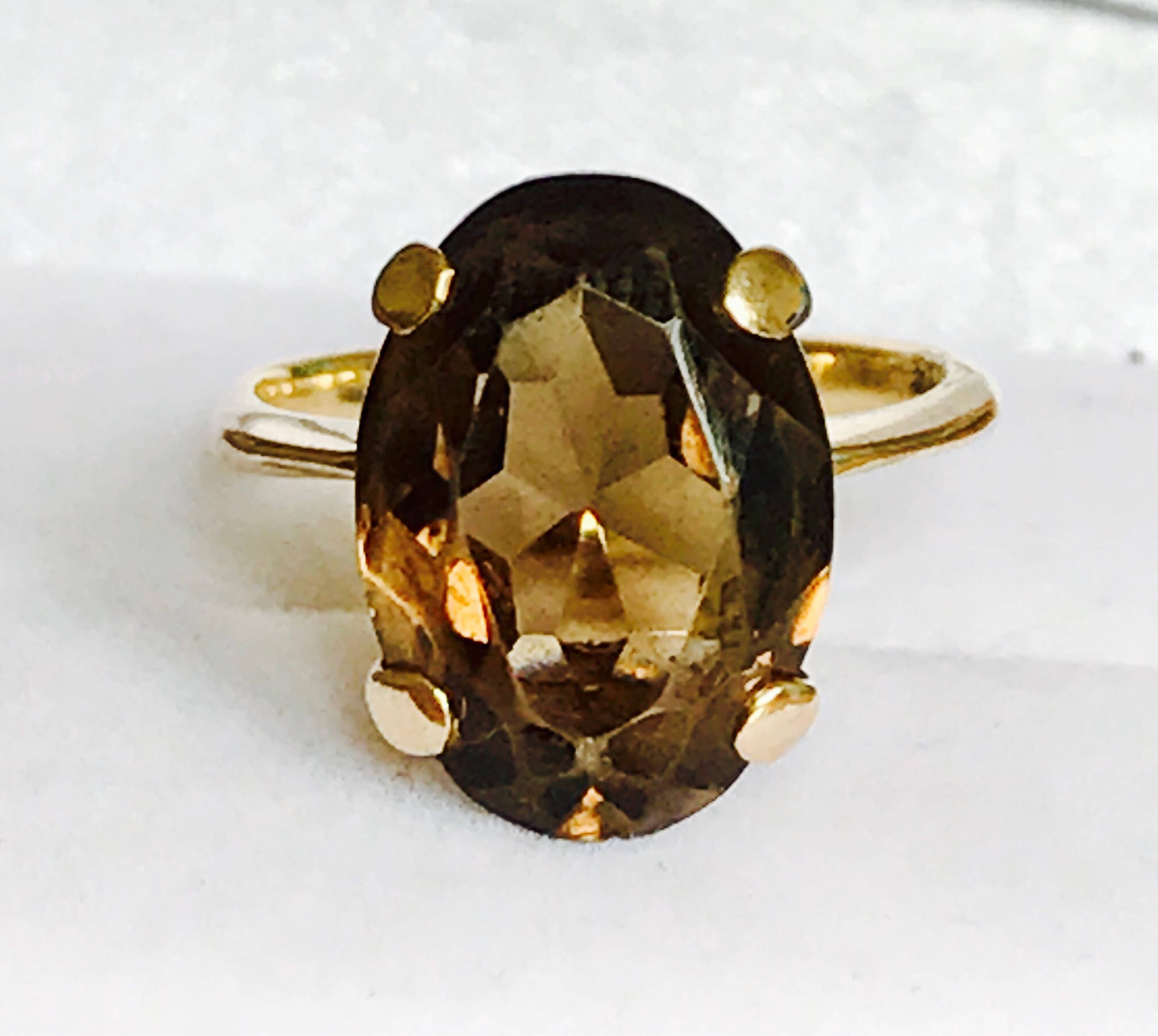 Vintage 9ct gold smokey Quartz ring