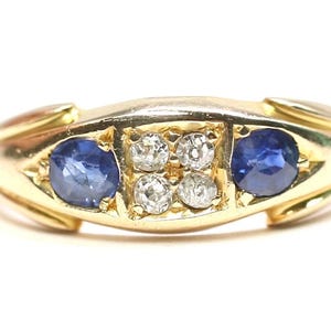 Superb Victorian 18ct gold Sapphire and Diamond ring - Birmingham 1899 - size L or 5 1/2