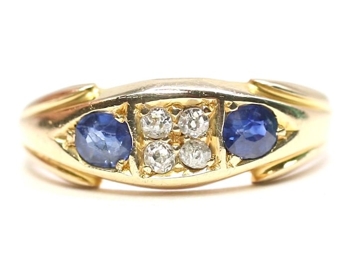 Superb Victorian 18ct gold Sapphire and Diamond ring - Birmingham 1899 - size L or 5 1/2