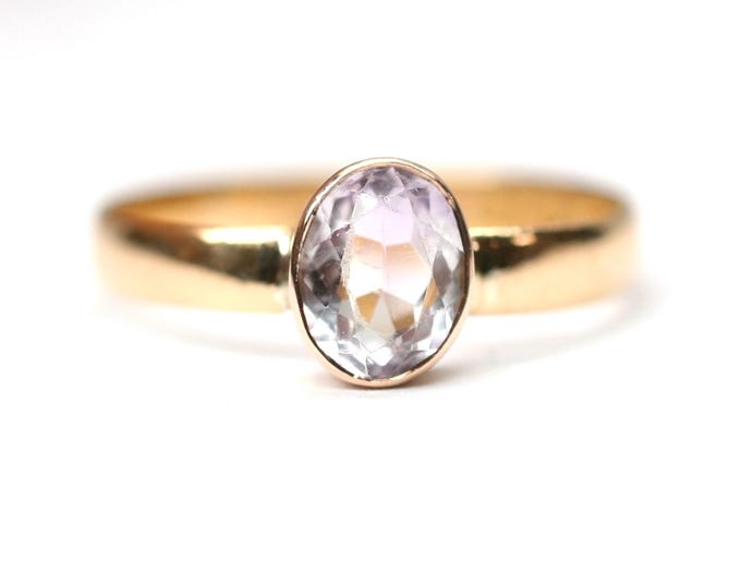 Victorian 22ct and 9ct gold pale Amethyst ring - band hallmarked Birmingham 1863 - size O or US 7