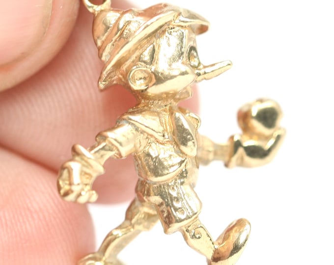 Superb vintage 9ct gold Pinocchio charm - fully hallmarked - 7gms