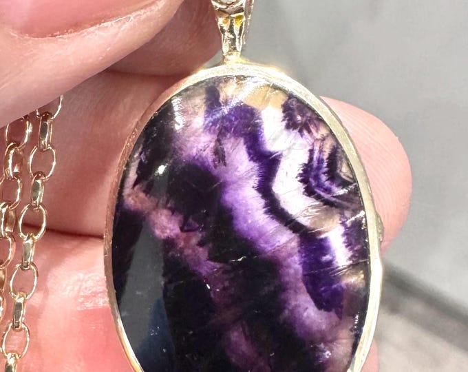 Superb 9ct gold Blue John and Goldstone fob pendant - Sheffield- 2001 - 10.8gms