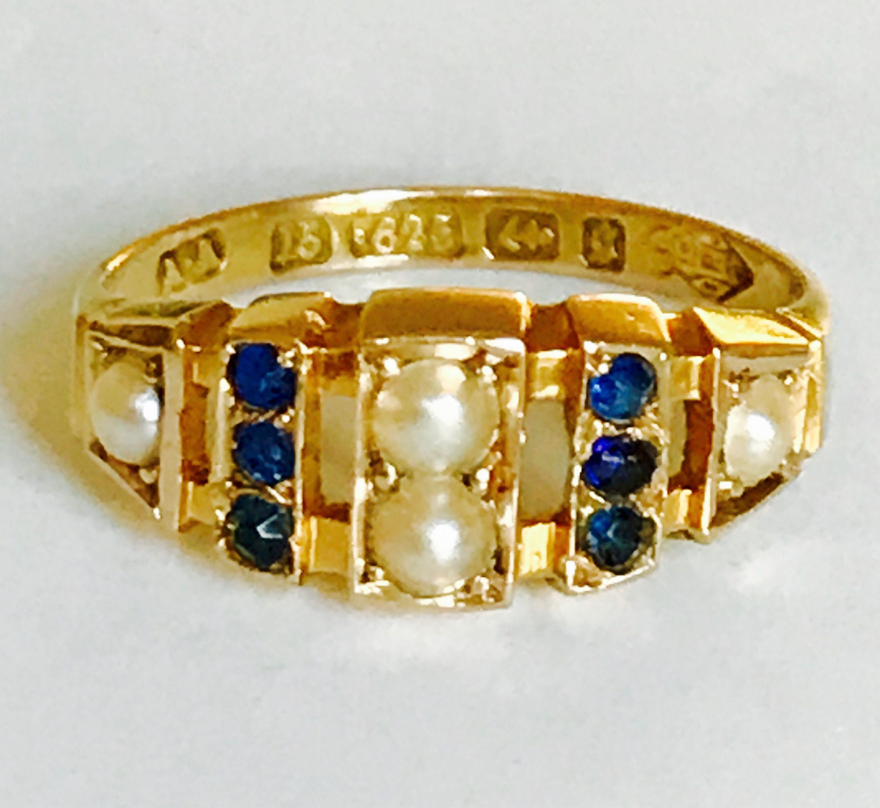 An antique pearl and sapphire dress ring-SOLD OUT main image 1