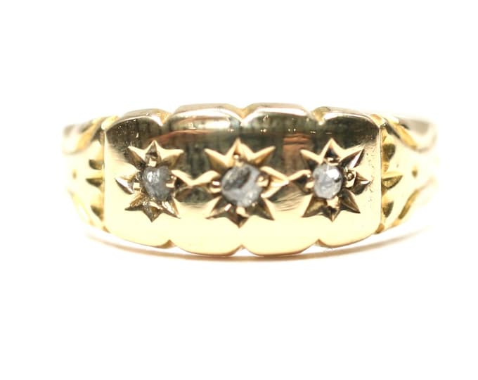 Victorian 18ct gold Diamond gypsy ring - Chester 1896 - size K or US 5