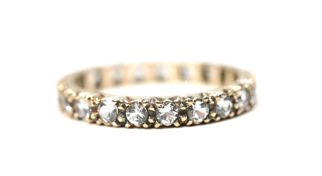Vintage 9ct Gold Cubic Zirconia Eternity Ring - Size K or US 5 - Etsy