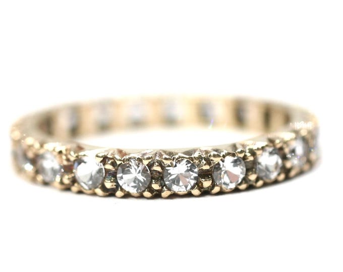 Vintage 9ct gold Cubic Zirconia eternity ring - size K or US 5