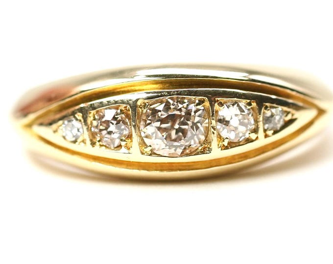 Antique 18ct gold Diamond boat ring - size J or US 4 1/2