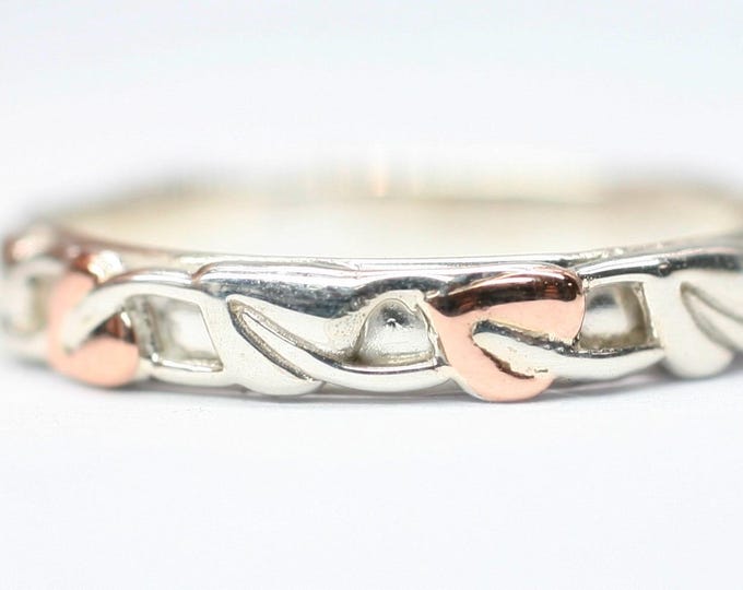 Royal Clogau® Sterling Silver / Welsh 9ct gold ring - Size S or US 9 -  original presentation box & outer box