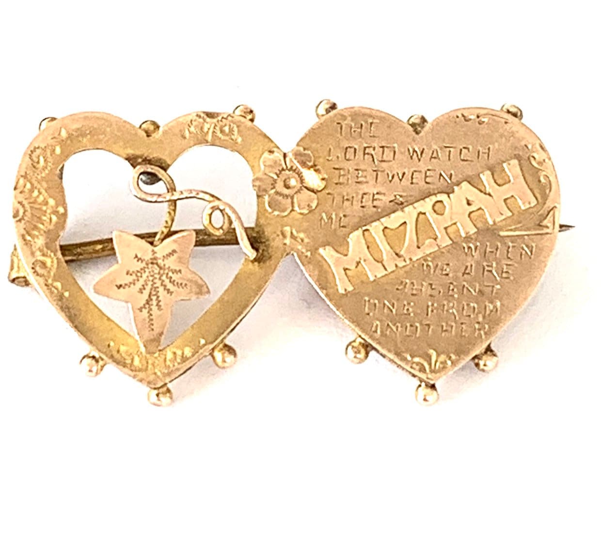 Victorian 9ct gold Mizpah sweetheart brooch
