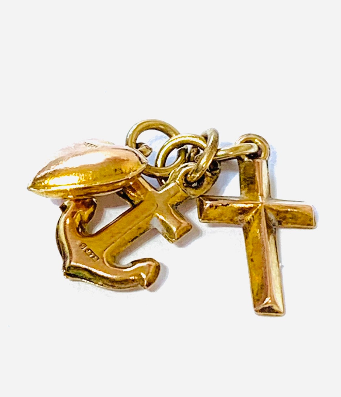 Vintage 9ct gold Faith, Hope & Charity charm for charm bracelet