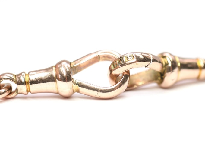 Superb matching pair of antique 9ct rose gold dog clips with jump rings - fully hallmarked