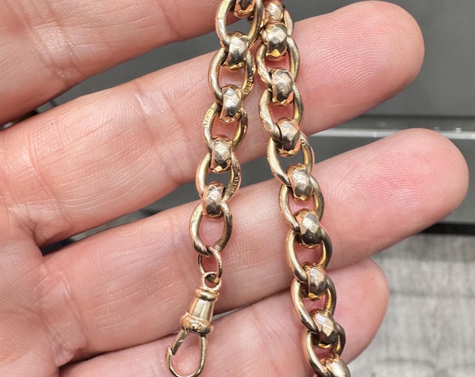 Superb  7 1/4 inch  9ct yellow gold faceted Roller ball bracelet - 17.4gms