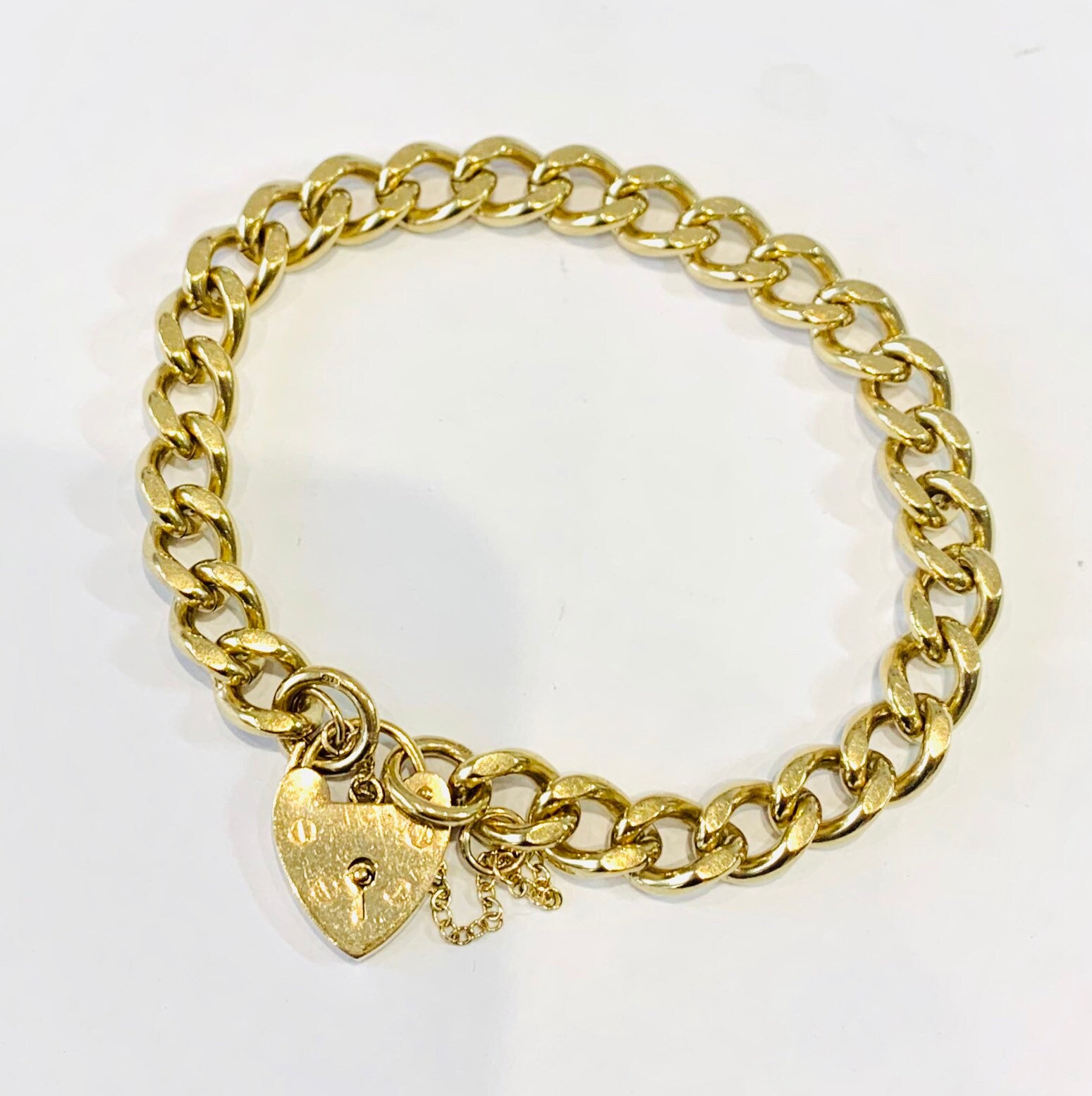 Superb very heavy vintage 9ct yellow gold curb link bracelet ...