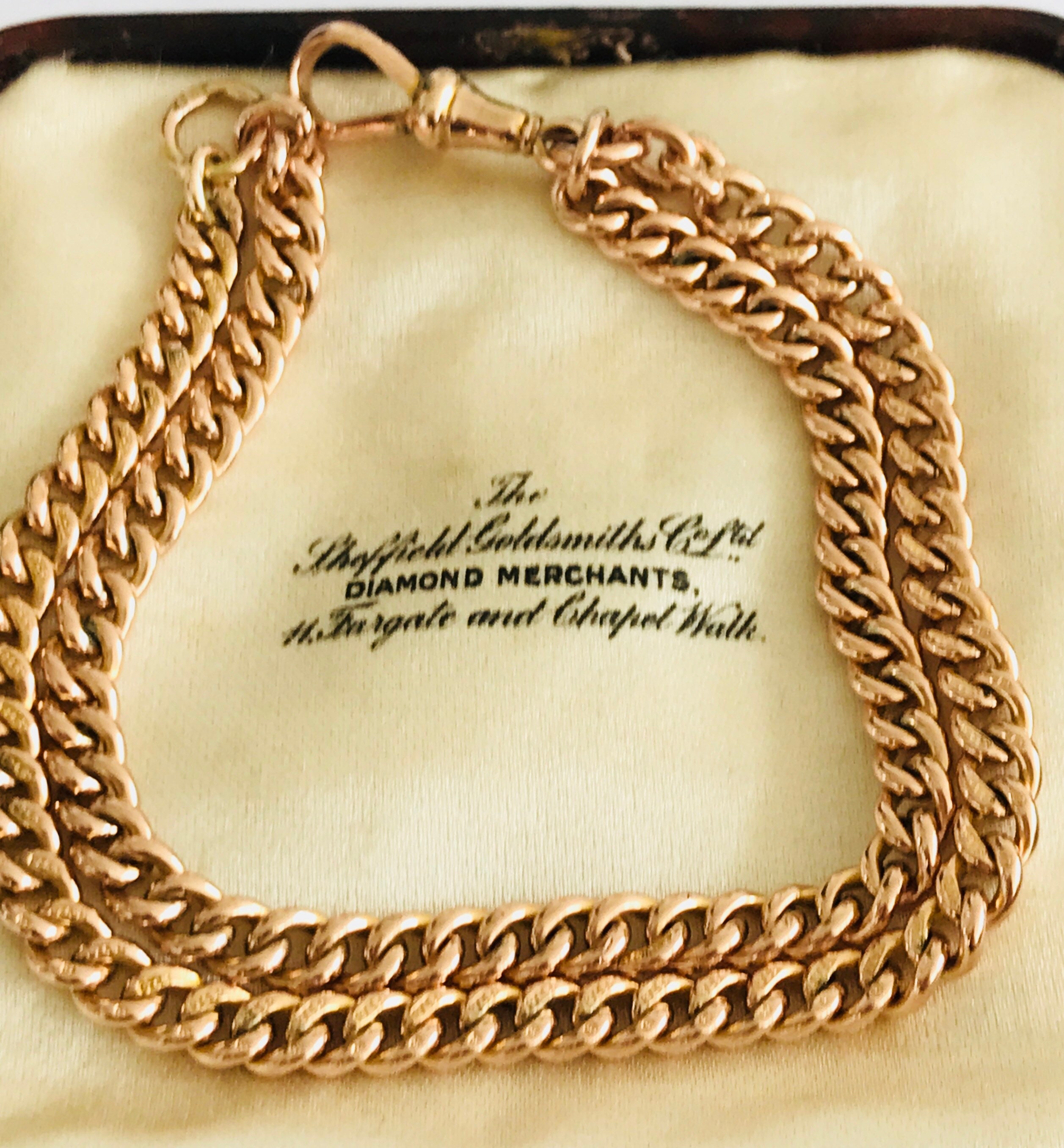 Pre-Owned 9ct Rose Gold Albert Link Charm Style Starter Bracelet