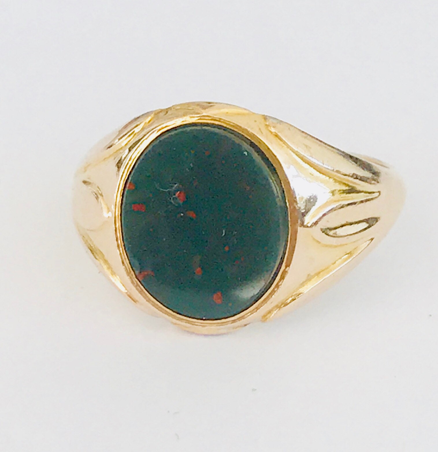 Fabulous Edwardian 9ct gold Bloodstone / pinky ring hallmarked