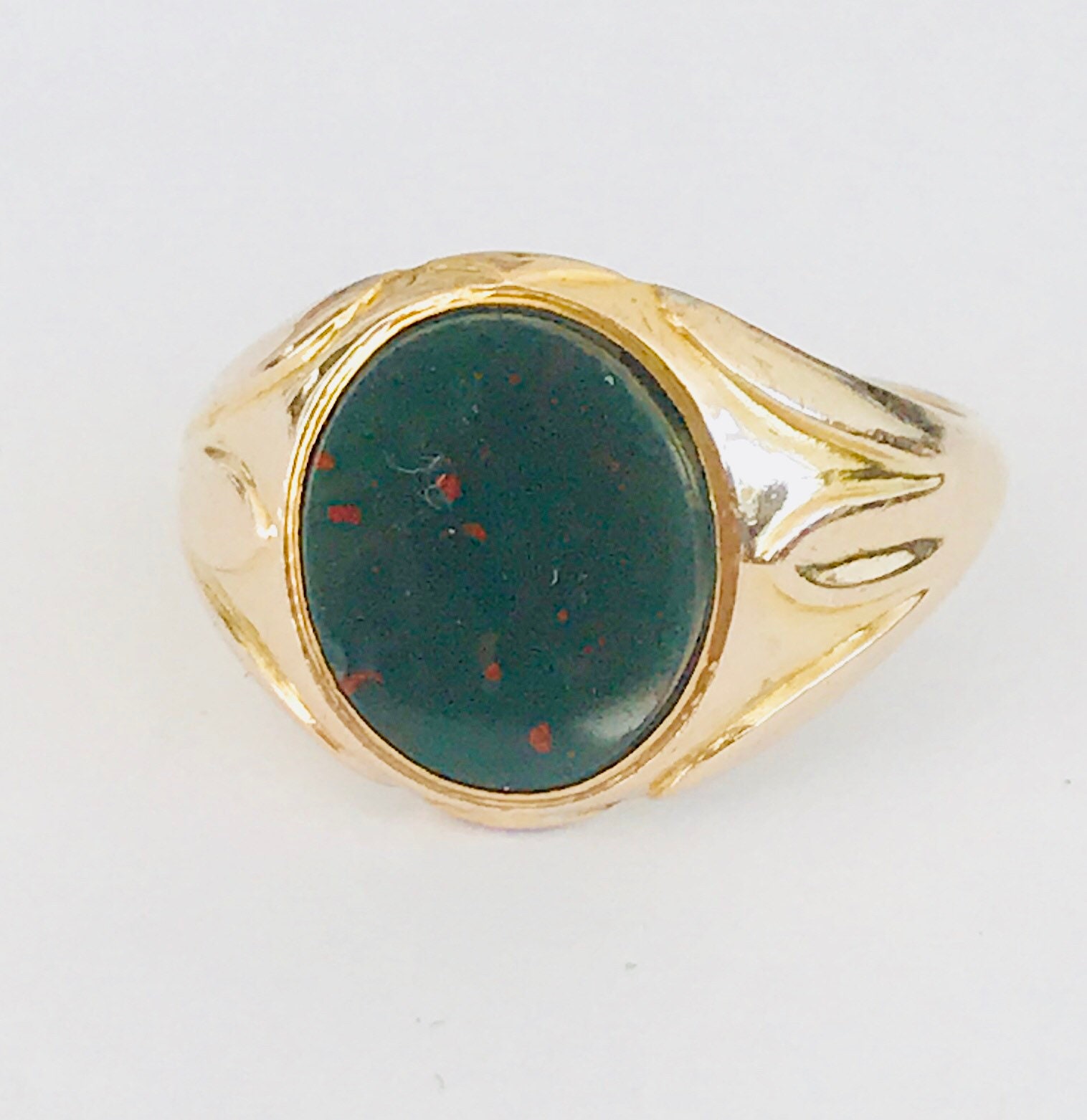 Fabulous Edwardian 9ct gold Bloodstone signet / pinky ring - hallmarked ...