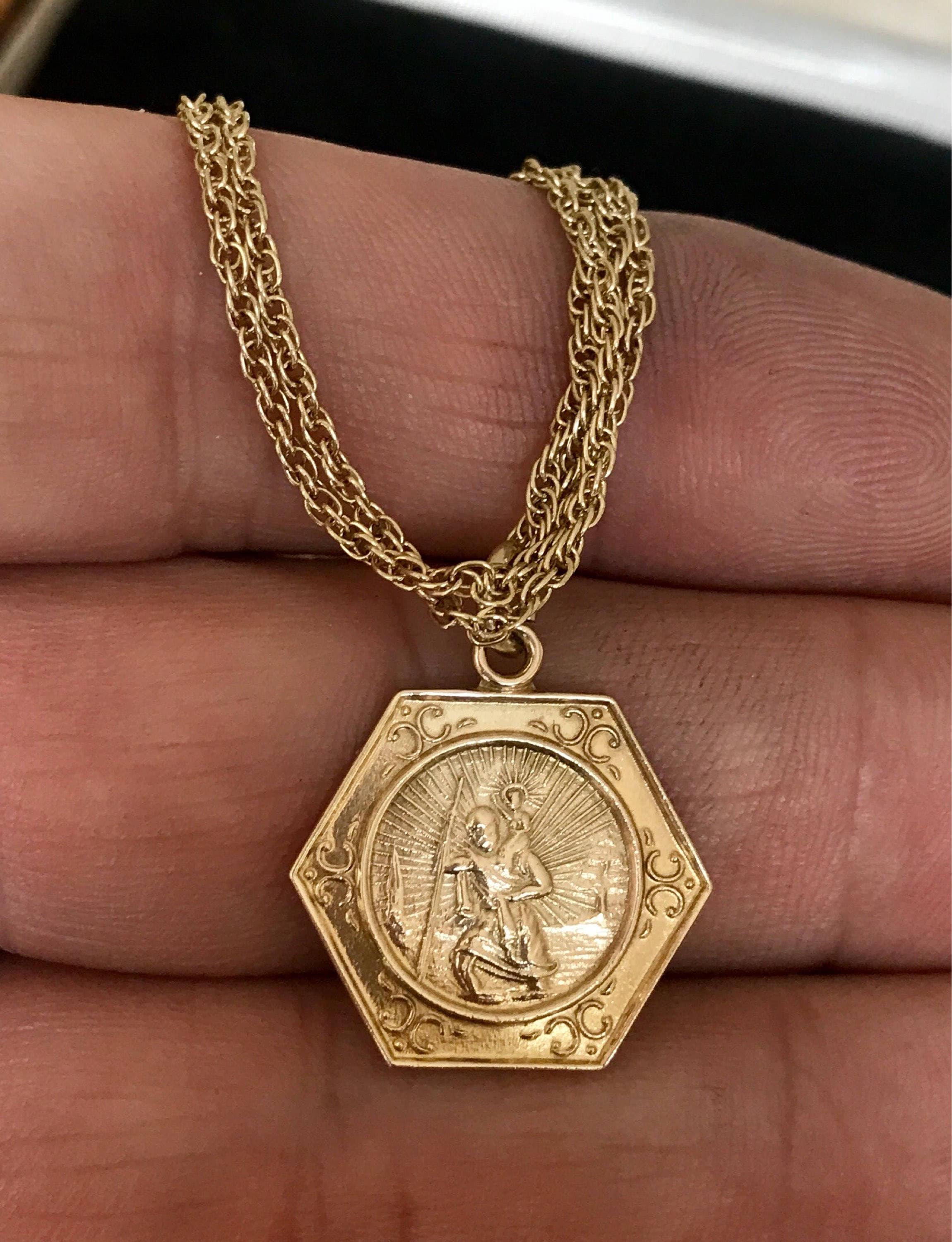 Superb Vintage 9ct Gold St Christopher Necklace 1960