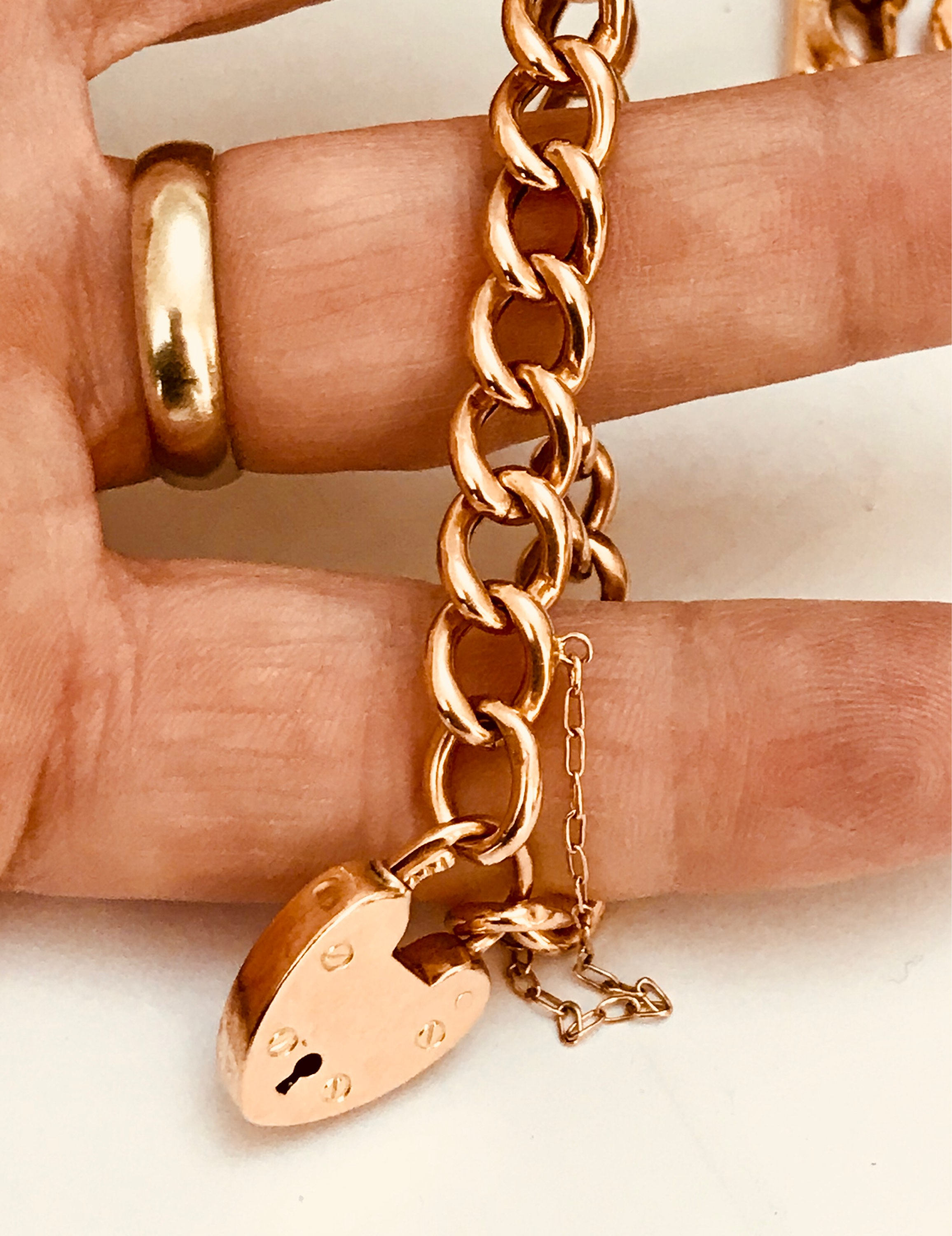 Fabulous antique 9ct rose gold charm bracelet hallmarked Chester 1907