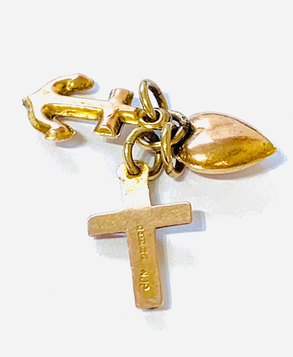 Vintage 9ct gold Faith, Hope & Charity charm for charm bracelet