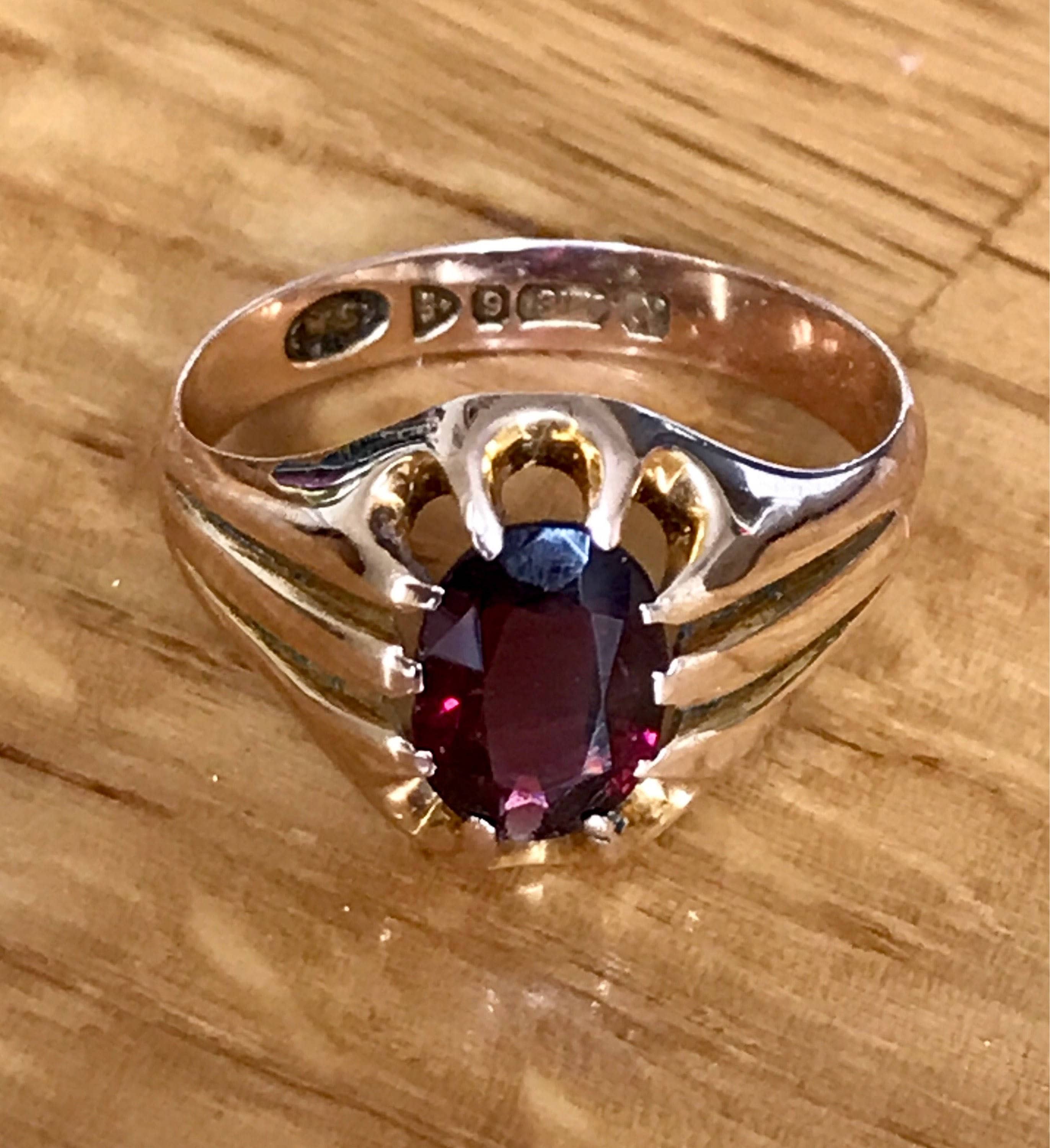 Stunning Antique 9ct Rose Gold Garnet Ring Chester 1913 stunning-antique-9ct-rose-gold-garnet-ring-chester-1913