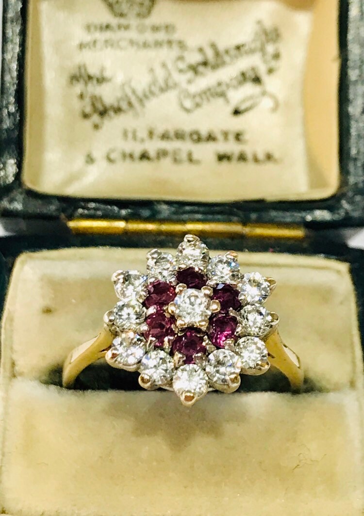 9ct Gold Cubic Zirconia & Ruby Oval Custer Dress Ring