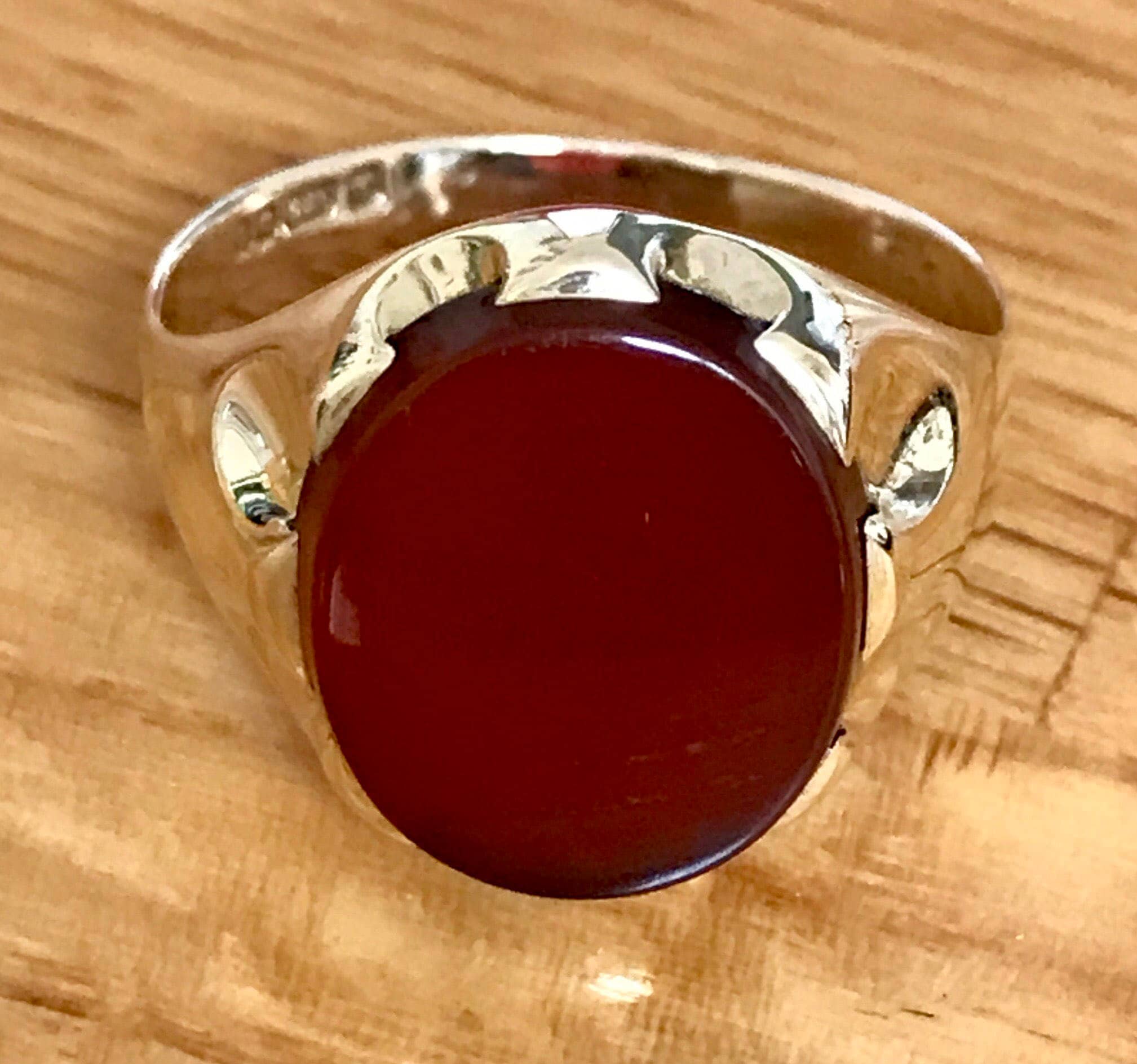 Superb vintage 9ct gold men's Carnelian signet ring - 1979