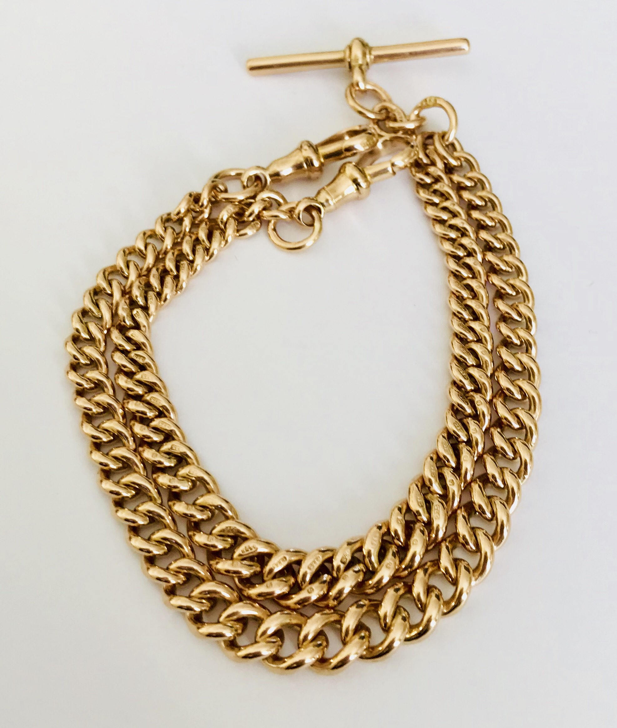 Superb heavy antique graduated 9ct rose gold double Albert pocket watch