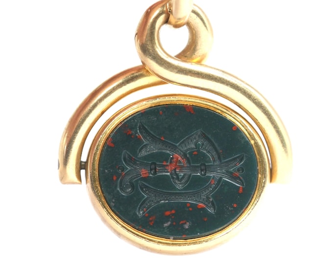 Victorian 18ct gold Bloodstone & Carnelian spinning fob seal - 12.4gms