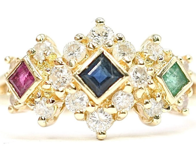 Fabulous vintage 14ct gold Multi-gem statement ring - size K 1/2 or US 5 1/2