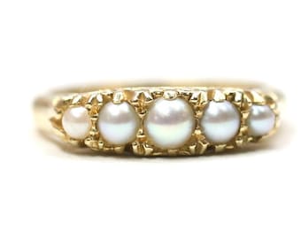 18ct gold Pearl ring - Birmingham 1992 - size M or US 6