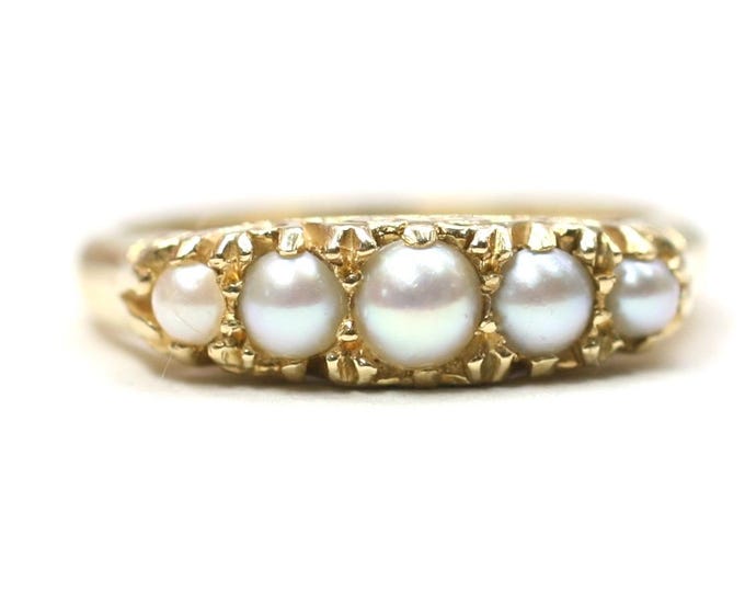 18ct gold Pearl ring - Birmingham 1992 - size M or US 6