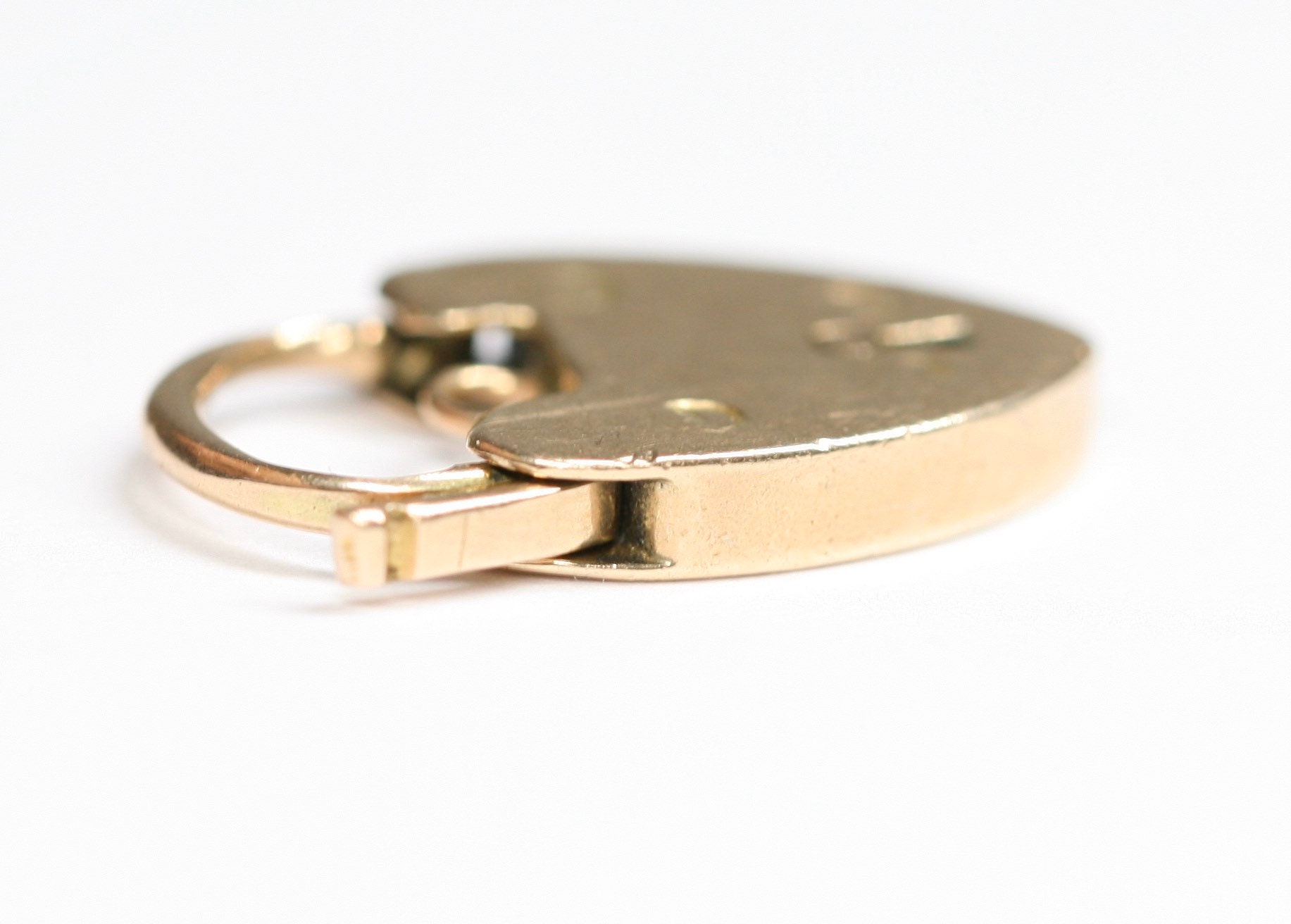 Antique 9ct rose gold padlock for charm bracelet / necklace