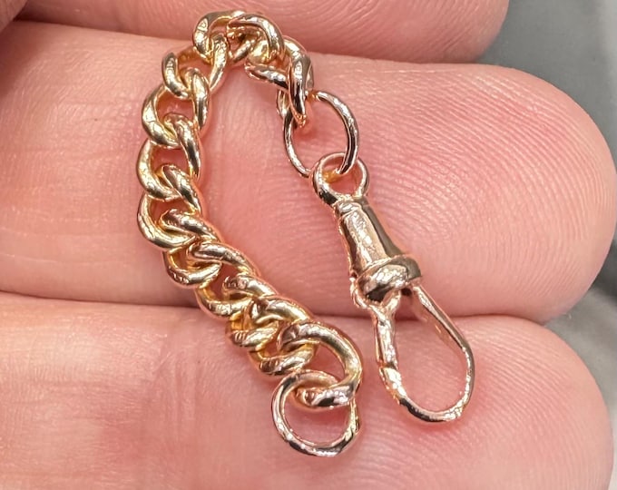 Antique 2 1/2 inch 9ct rose gold chain extender with dog clip