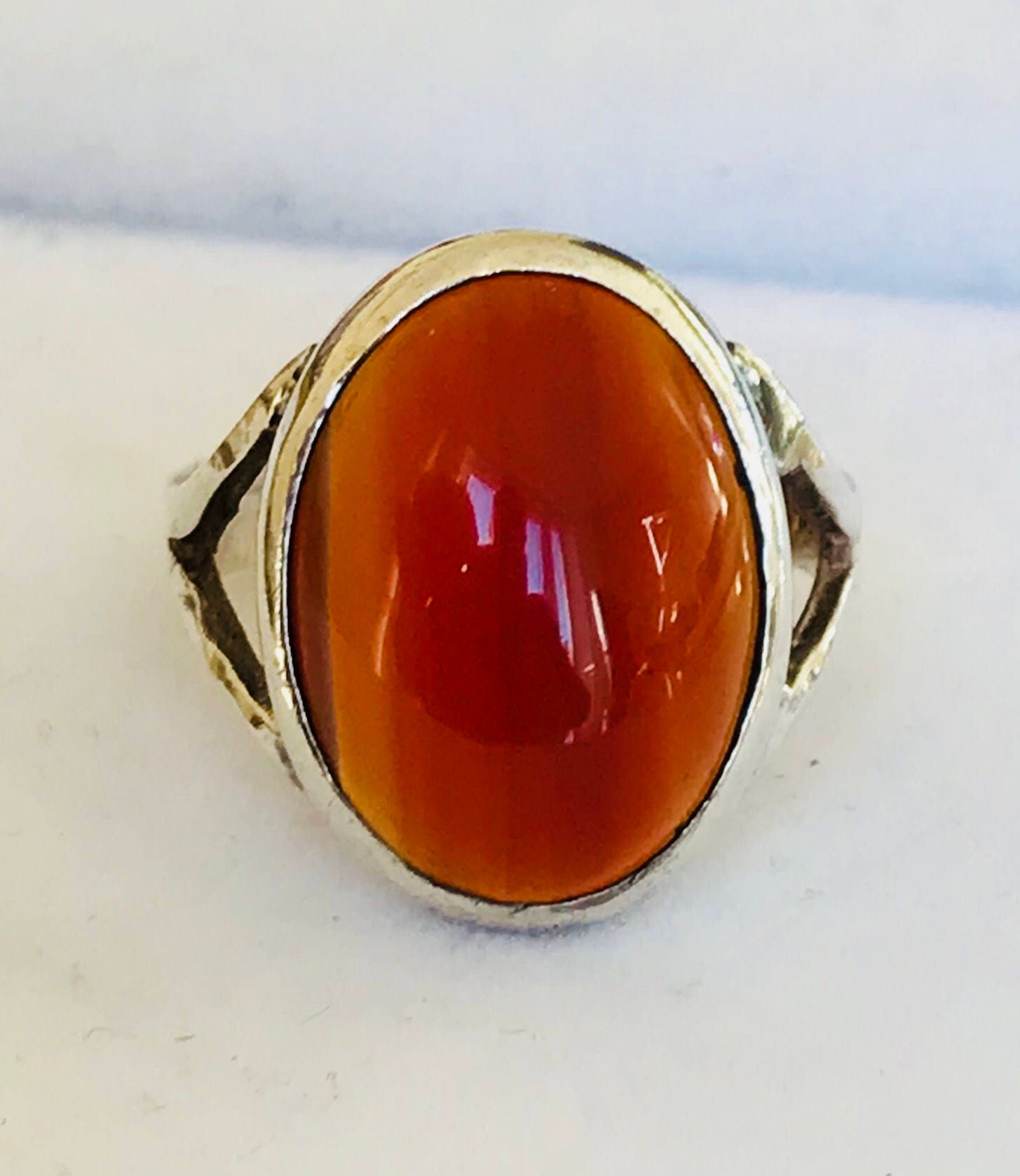 Stunning large vintage sterling silver Carnelian statement ring