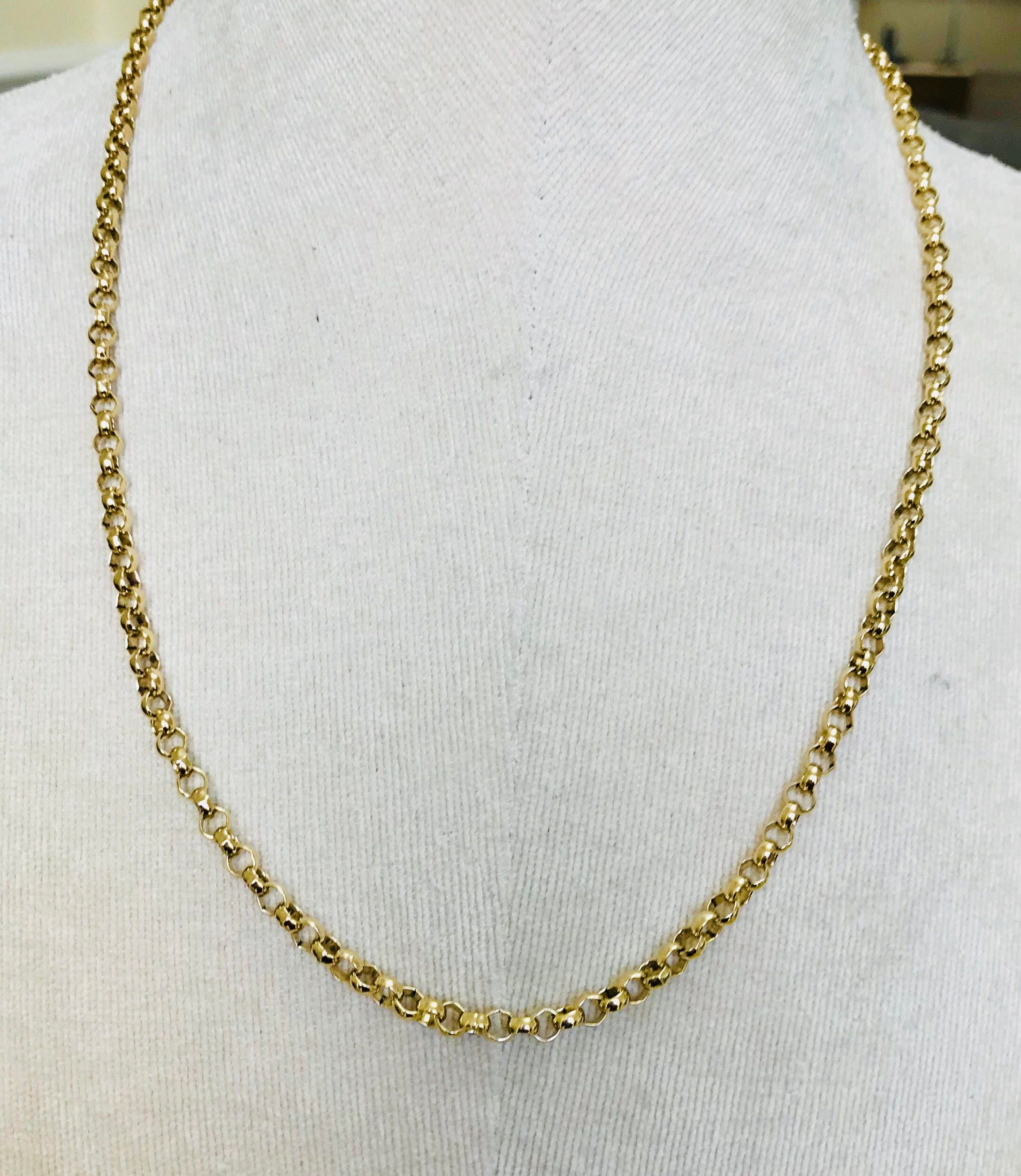 Stunning antique heavy 9ct yellow gold 22 inch belcher chain - 21gms