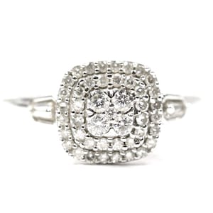 Vintage Diamond Halo Ring: 9ct Gold, 0.27 Carat - Size L / US 5.5