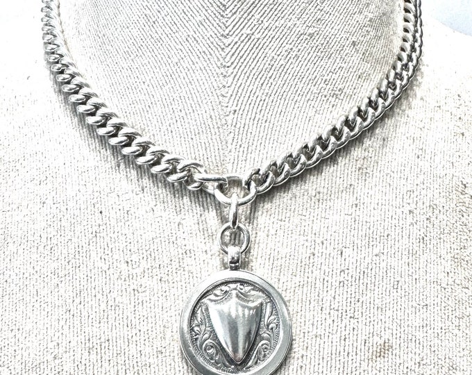 Superb heavy 16 inch sterling silver Albert chain necklace - Chester 1924 - 63gms