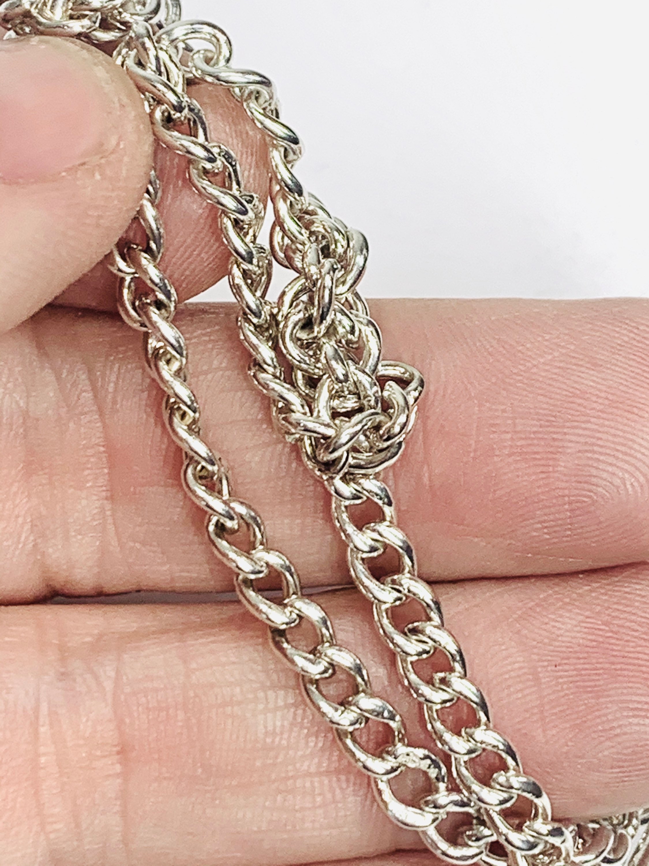 Superb antique 99 year old 15 1/2 inch sterling silver Albert chain