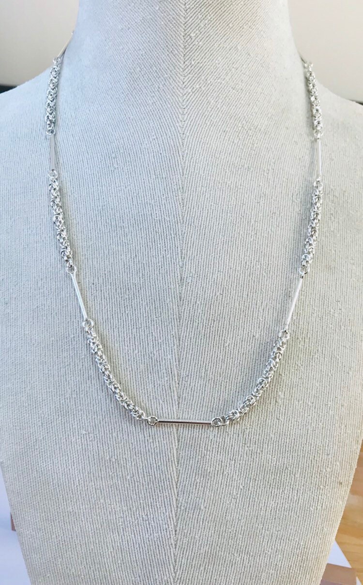 Stunning vintage sterling silver 23 inch fancy link chain - hallmarked ...