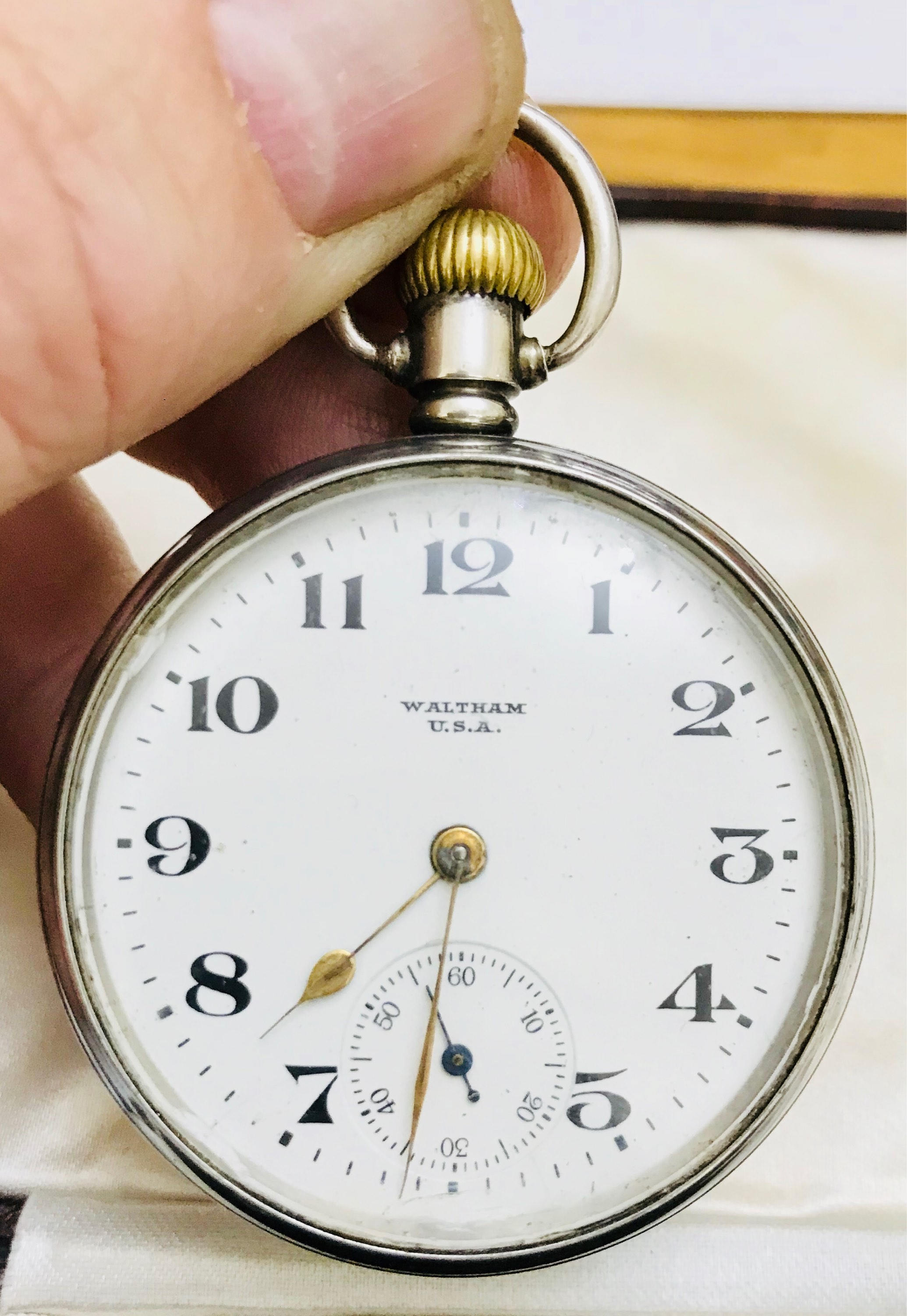 Stunning antique sterling silver Waltham USA pocket watch Birmingham 1912