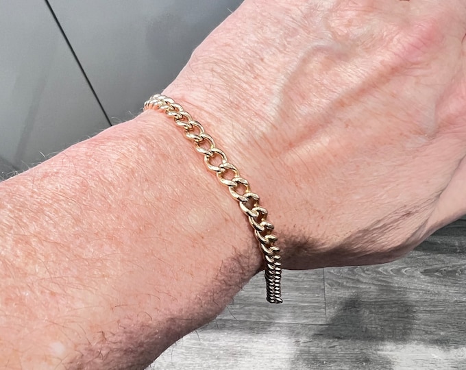 Superb antique 8 inch 9ct rose gold Albert bracelet - hallmarked Chester 1912 - 16gms