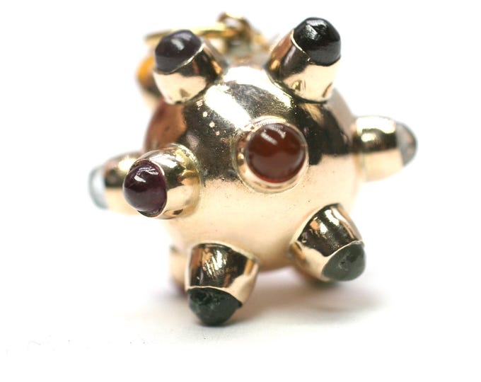 Superb vintage 18ct gold multi gem Sputnik pendant / charm