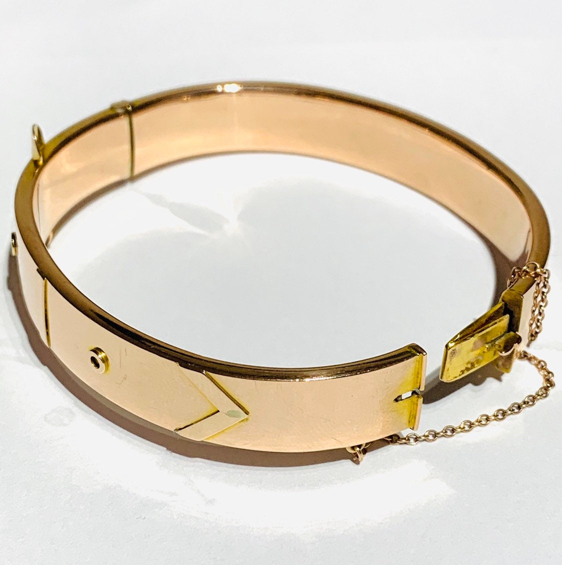 Stunning rare antique Edwardian 9ct rose gold belt buckle bangle