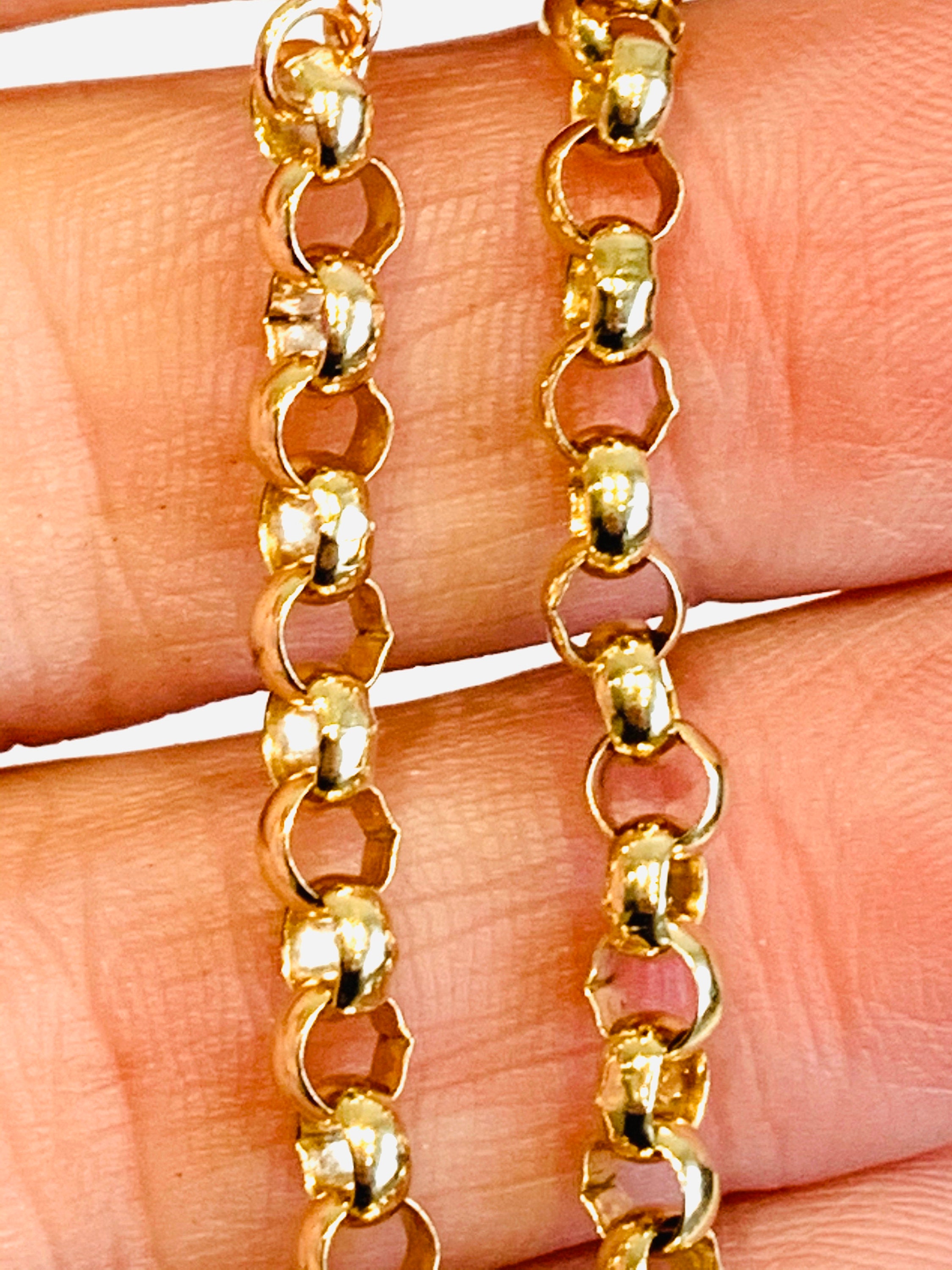 Vintage 9ct yellow gold 7 inch Belcher link bracelet