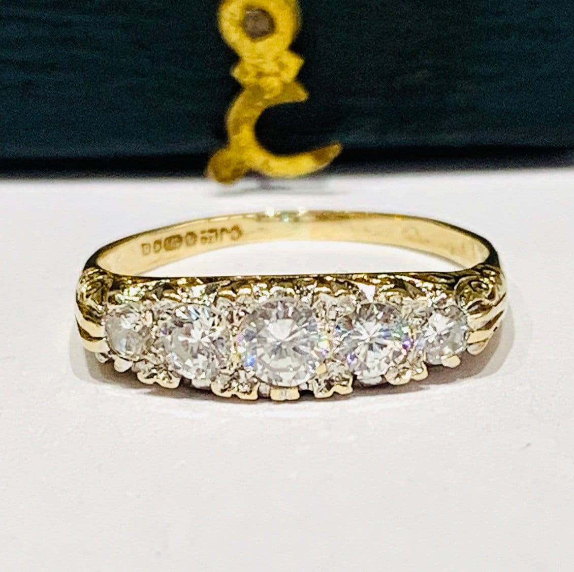 Vintage Ring with Gold and Silver-Colored Zirconia