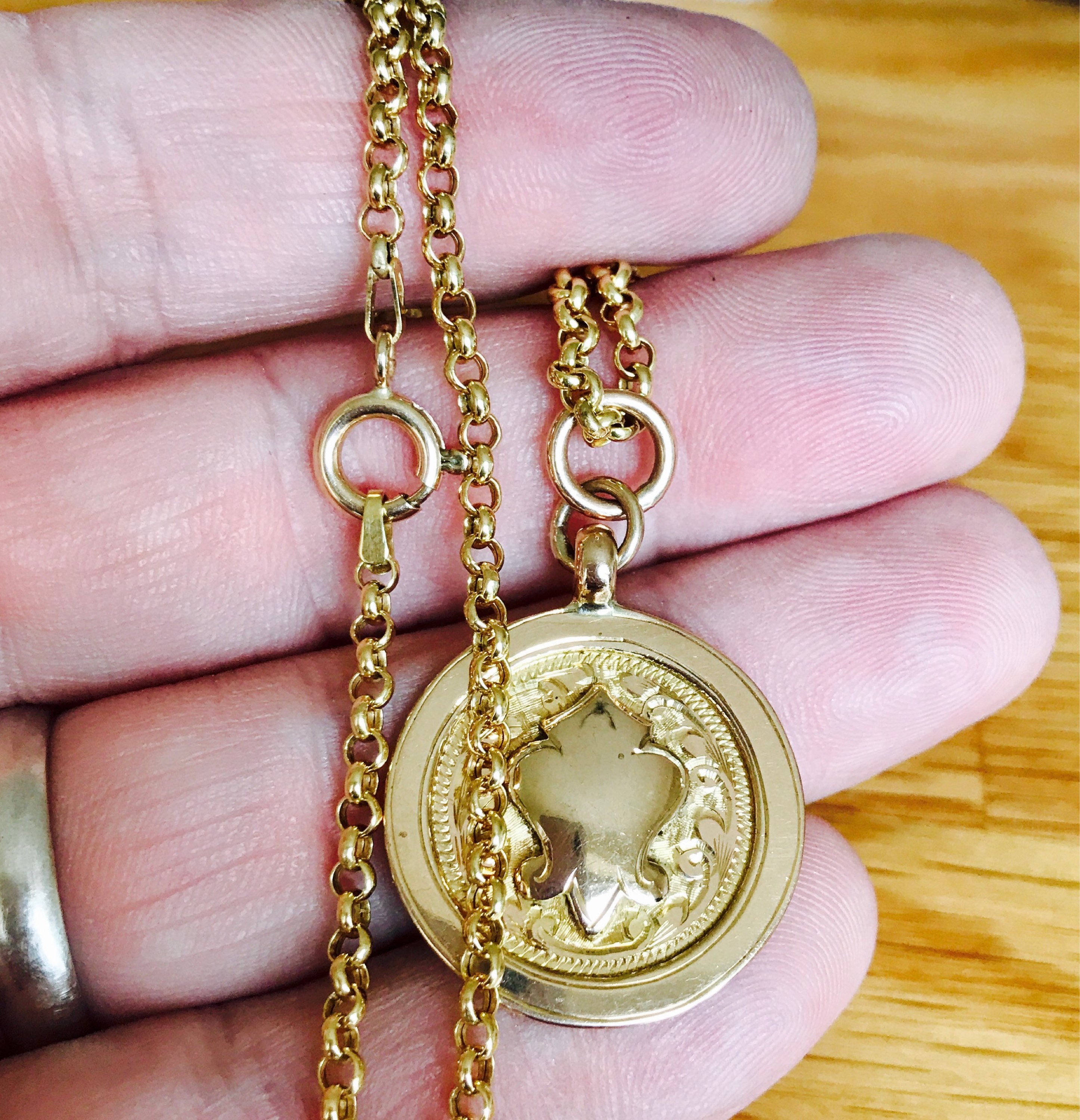 Antique 9ct gold pocket watch fob / pendant and chain Birmingham 1926