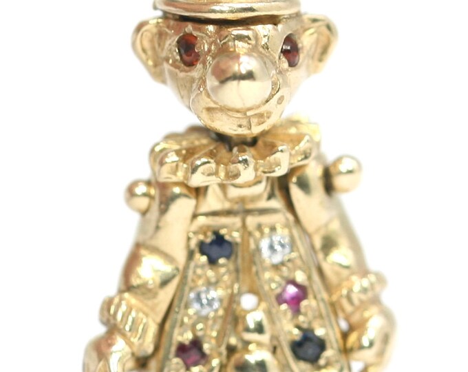 Vintage 9ct gold articulated Clown pendant - fully hallmarked