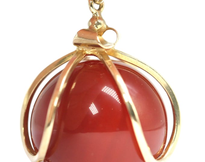 Superb unusual heavy vintage 9ct gold and Carnelian pendant - hallmarked London 1966 - 9.9gms