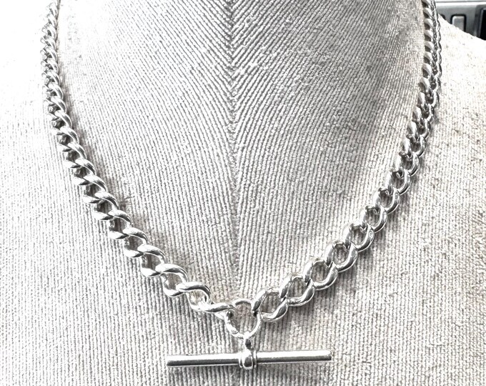 Antique 17 inch sterling silver Albert chain necklace - Birmingham 1911